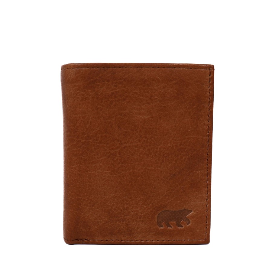 Bear Design Billfolds | Billfold Met Drukknoop 'Noud' Cognac