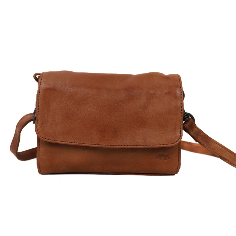 Bear Design Kleine Schoudertassen | Enveloptas 'Joelle' Cognac