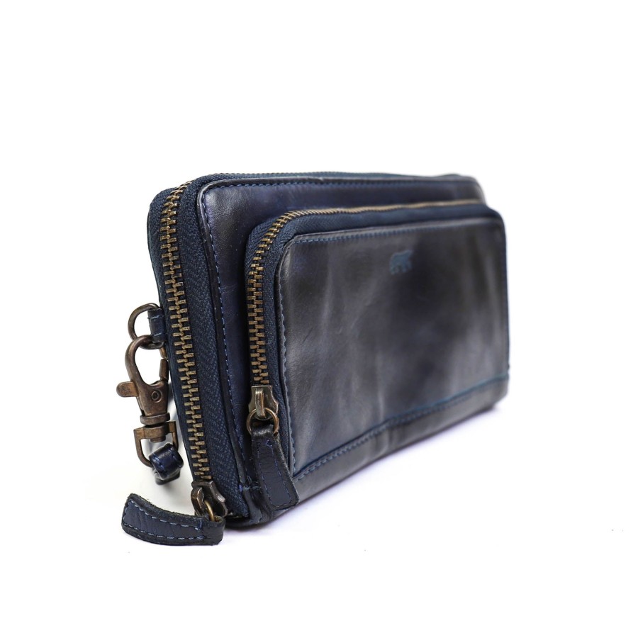 Bear Design Grote Portemonnees | Ritsportemonnee 'Isa' Donkerblauw - Cl14851