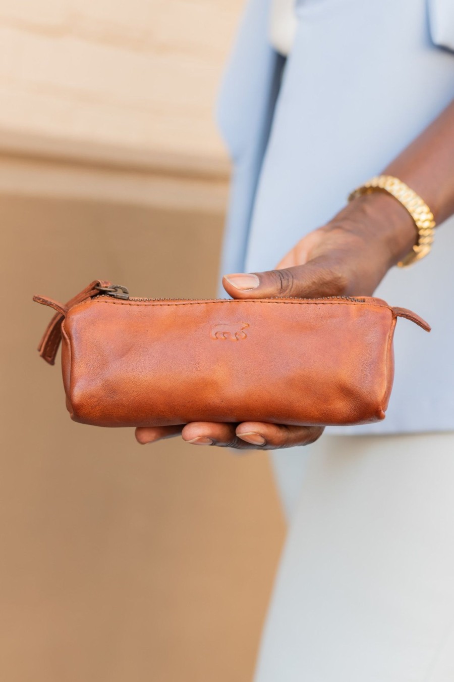 Bear Design Sleuteletuis & Klein Lederwaren | Pennenetui 'Tito' Cl 6258 Cognac