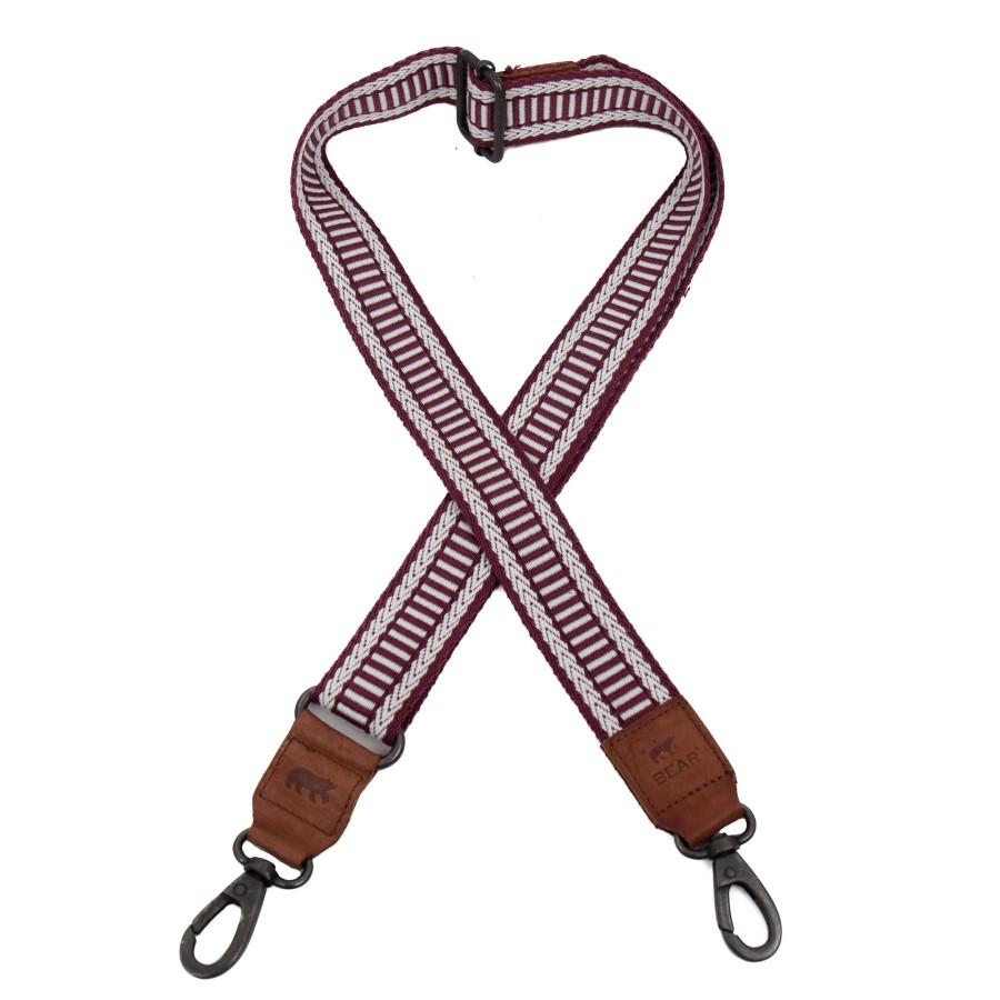 Bear Design Bag Straps | Bag Strap 'Pattern' Bordeaux/Wit/ Cognac