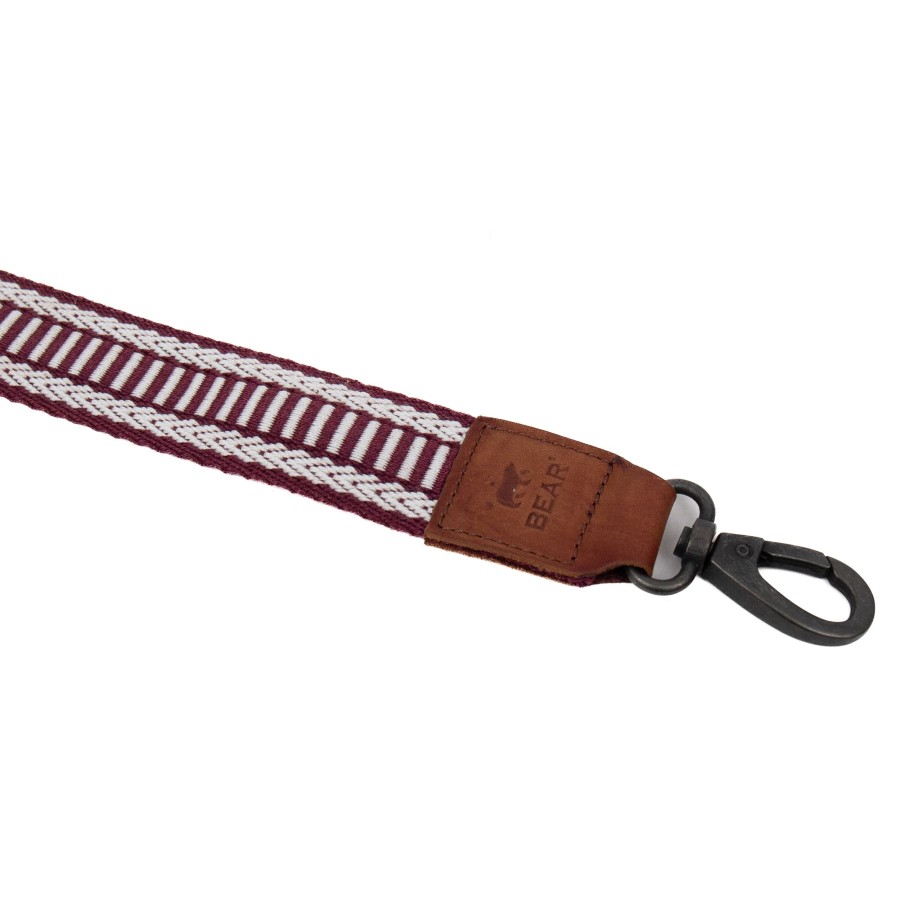 Bear Design Bag Straps | Bag Strap 'Pattern' Bordeaux/Wit/ Cognac