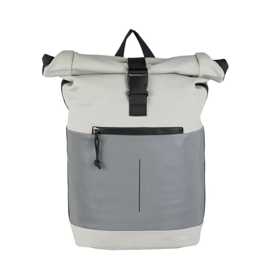 New Rebels Laptoptassen T/M 15,6 Inch | Waterafstotende Rugzak 'Mart' 16L Lichtgrijs/Reflectief
