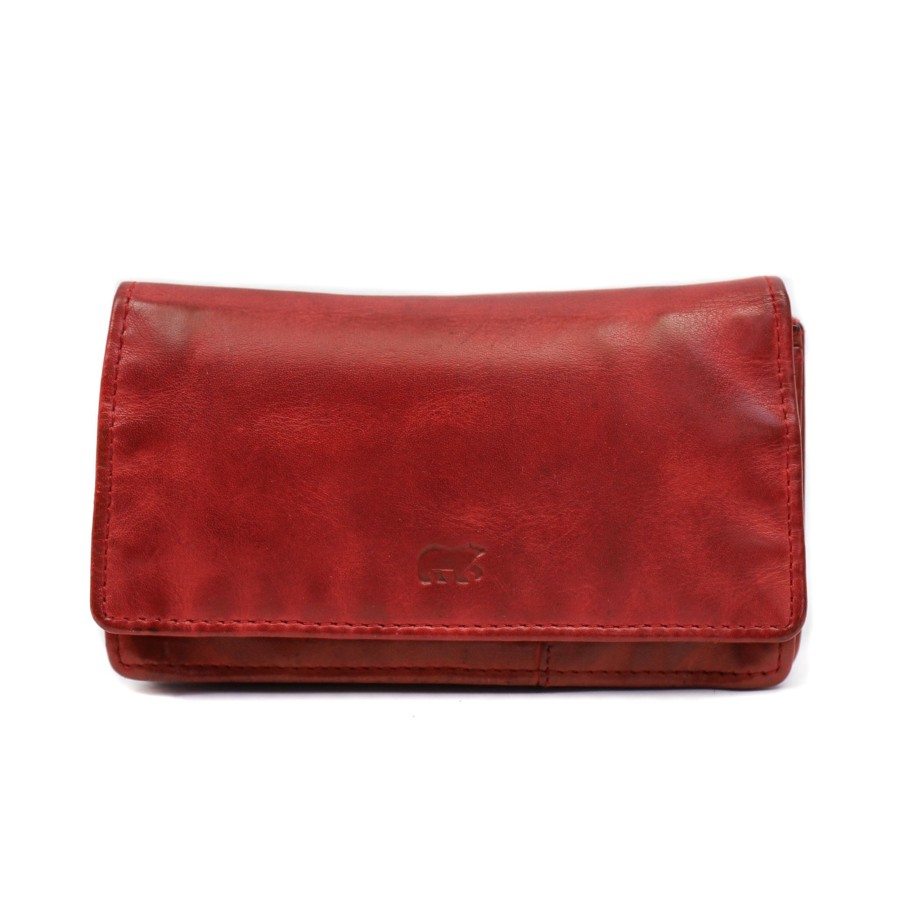 Bear Design Middelmaat Portemonnees | Overslag Portemonnee 'Emma' Cl 782 Rfid Rood
