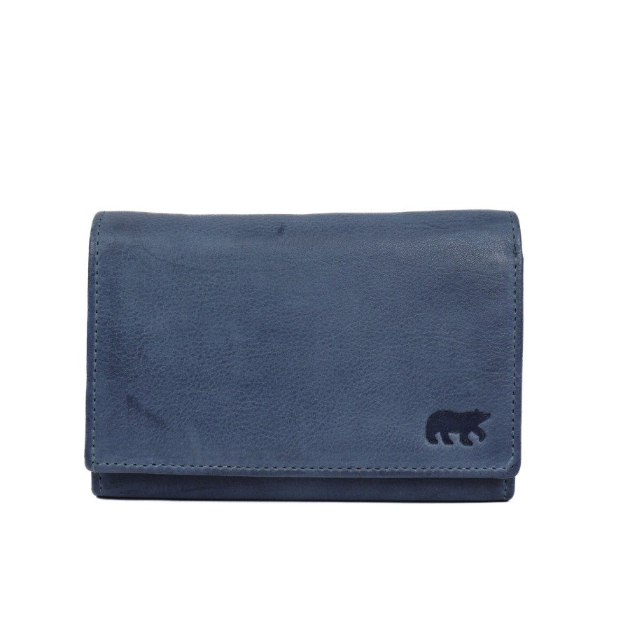 Bear Design Middelmaat Portemonnees | Overslag Portemonnee 'Sweety' Elemental Blue