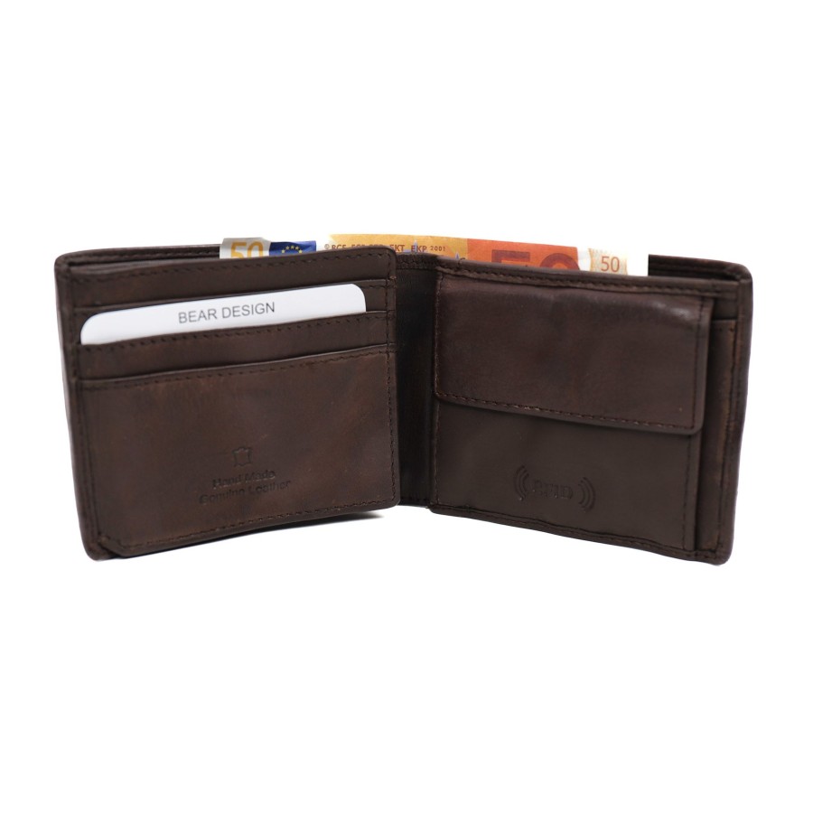 Bear Design Billfolds | Billfold 'Lucas' Donkerbruin
