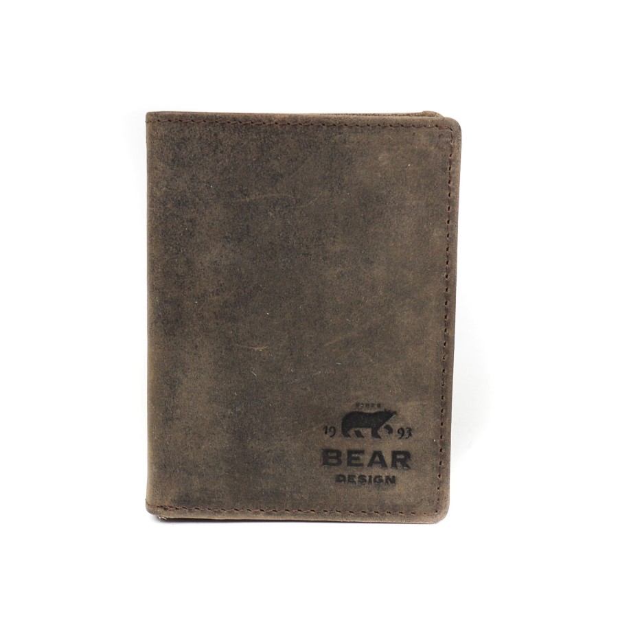 Bear Design Sleuteletuis & Klein Lederwaren | Mini Portemonnee 'Ova' Bruin - Hd9171