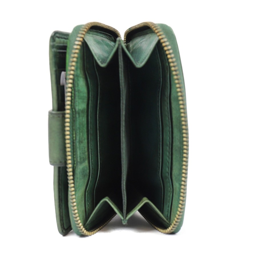 Bear Design Middelmaat Portemonnees | Ritsportemonnee 'Loet' Olijf Cl 13550 Groen