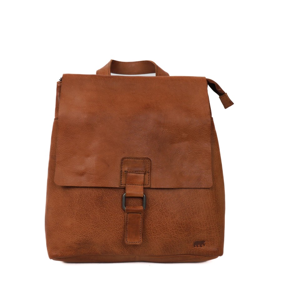 Bear Design Middelmaat Rugzakken | Rugzak/Schoudertas 'Jesse' Cognac
