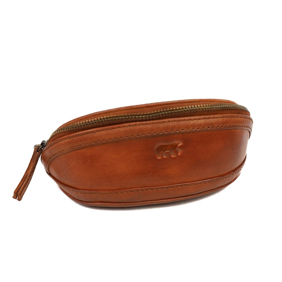 Bear Design Sleuteletuis & Klein Lederwaren | Brillenkoker 'Frits' L Cognac