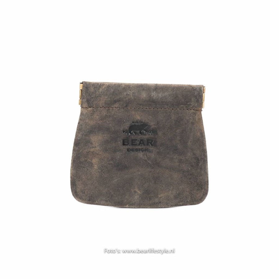 Bear Design Sleuteletuis & Klein Lederwaren | Knijpportemonnee 'Anna' Hd 8536 Bruin