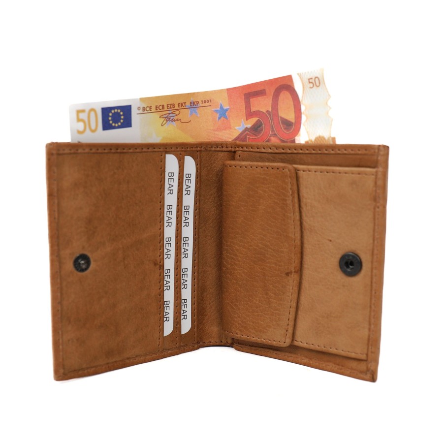 Bear Design Billfolds | Billfold Met Drukknoop 'Noud' Taupe