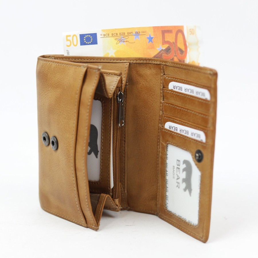 Bear Design Middelmaat Portemonnees | Overslag Portemonnee 'Sweety' Cp 5066 Taupe
