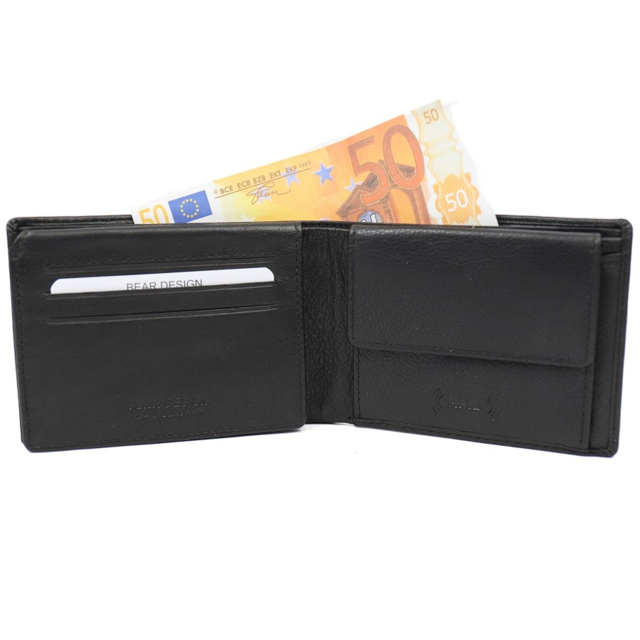 Bear Design Billfolds | Billfold 'Joep' Zwart Zwart (Fr)