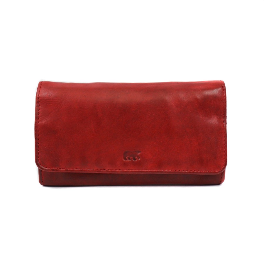 Bear Design Middelmaat Portemonnees | Overslag Portemonnee 'Noor' Cl 9918 Rood