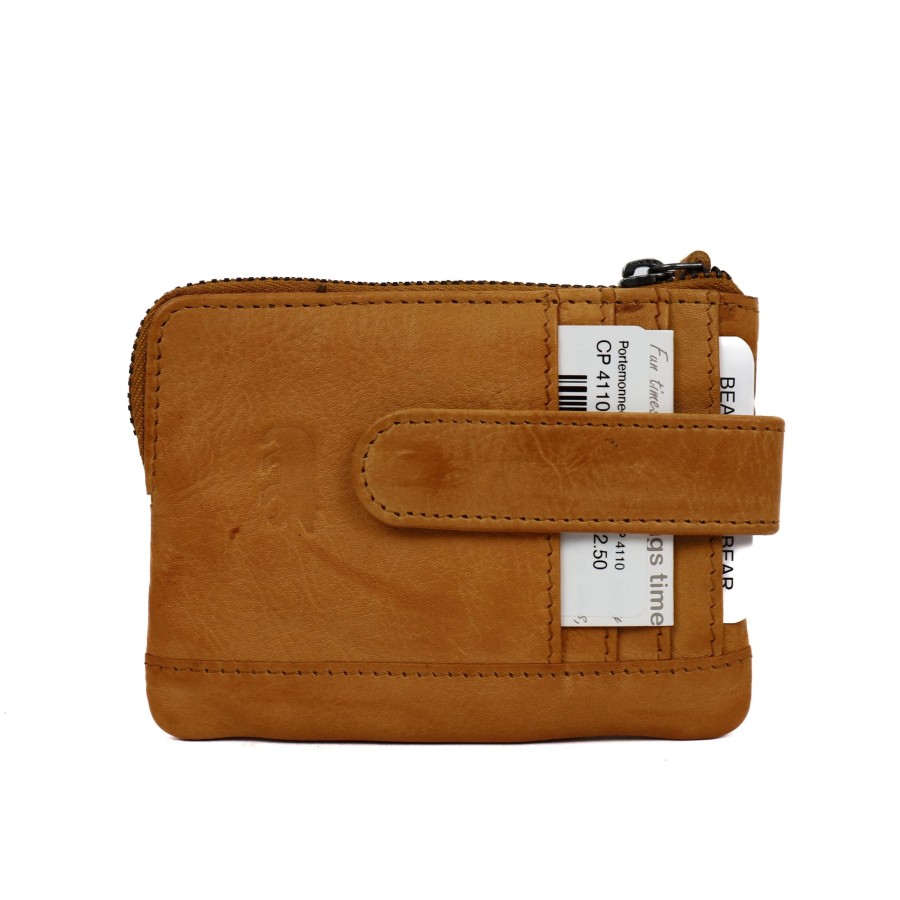 Bear Design Sleuteletuis & Klein Lederwaren | Portemonneetje 'Carrie' Cp 4110 Geel