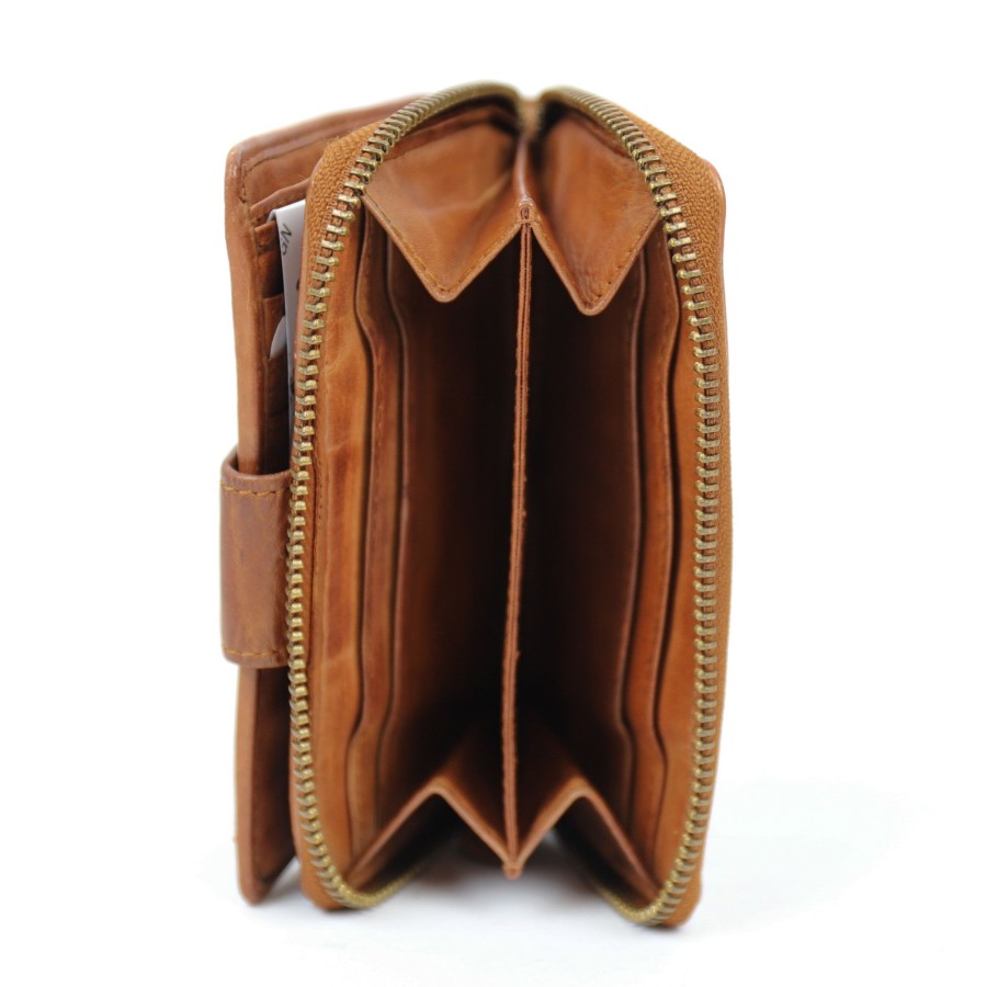 Bear Design Middelmaat Portemonnees | Ritsportemonnee 'Loet' Cl 13550 Cognac