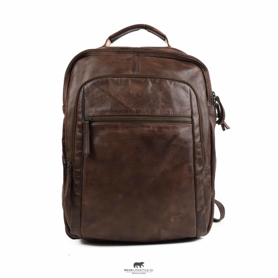 Bear Design Laptoptassen T/M 17,3 Inch | Rugzak 'Ties' Cl 40848 Donkerbruin