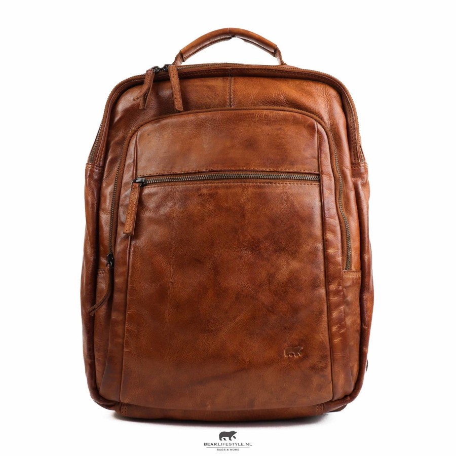 Bear Design Laptoptassen T/M 17,3 Inch | Rugzak 'Ties' Cl 40848 Cognac