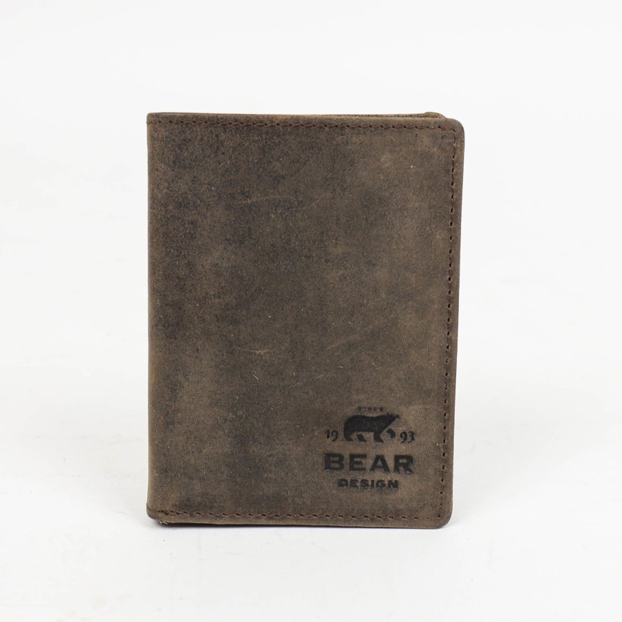 Bear Design Sleuteletuis & Klein Lederwaren | Filterdun Pasjesmapje Met Briefgeldvak Bruin