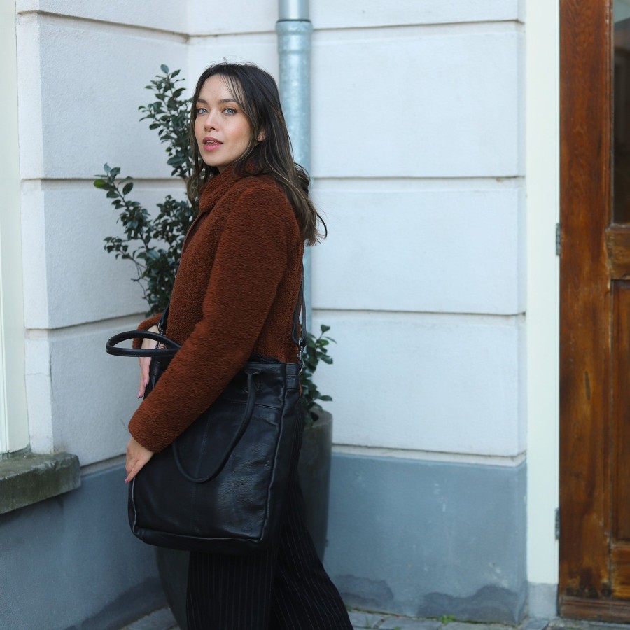 Bear Design Grote Shoppers | Hand-/Schoudertas 'Becky' Zwart