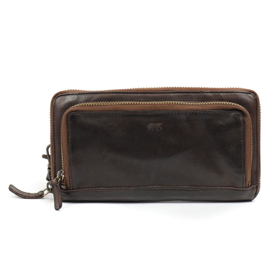 Bear Design Grote Portemonnees | Ritsportemonnee 'Isa' Cl 14851 Donkerbruin