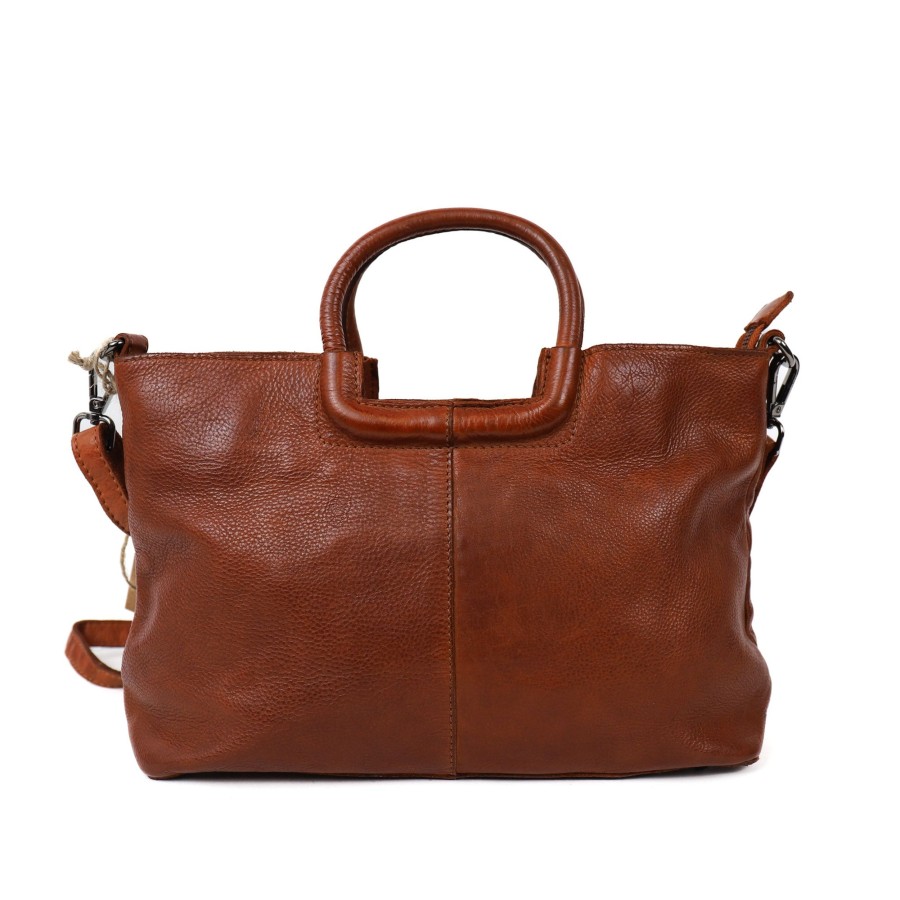 Bear Design Middelmaat Handtassen | Hand-/Schoudertasje 'Jasmijn' M Cognac