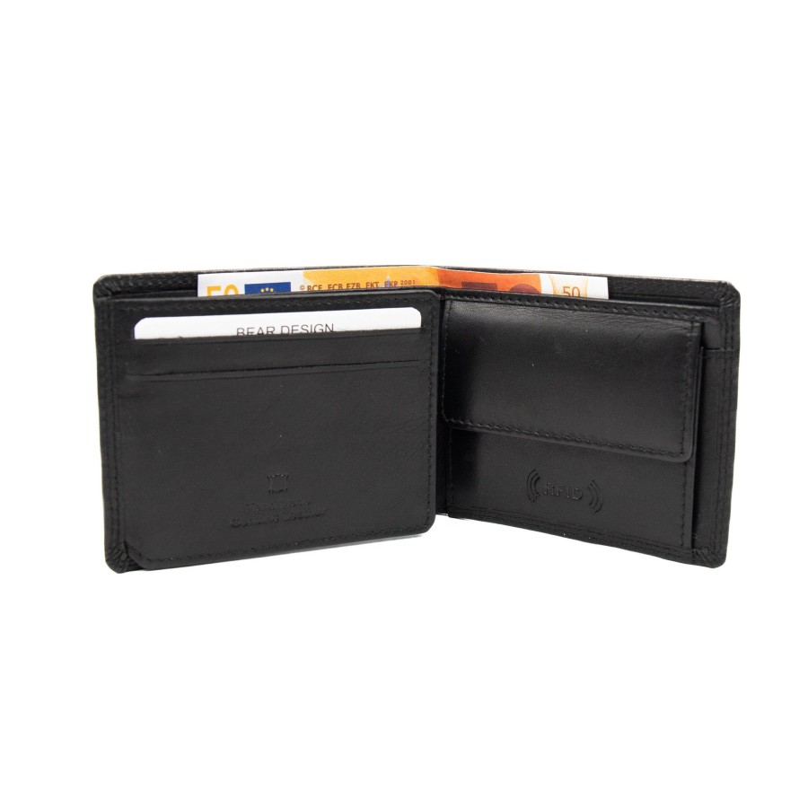 Bear Design Billfolds | Billfold 'Lucas' Zwart Zwart (M)