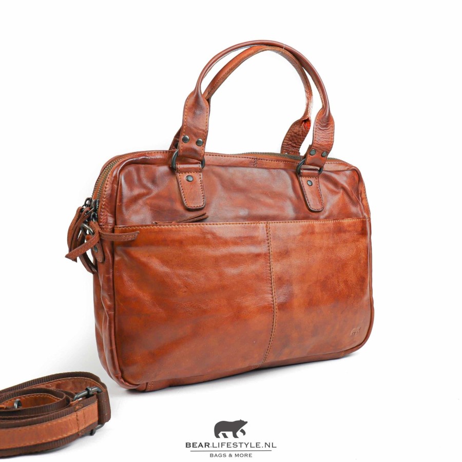 Bear Design Laptoptassen T/M 14 Inch | Laptoptas 'Teun' Cl 41022 Cognac