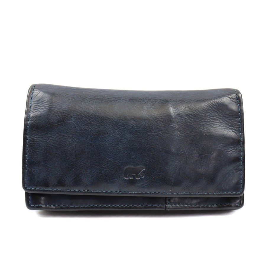 Bear Design Middelmaat Portemonnees | Overslag Portemonnee 'Emma' Cl 782 Rfid Donkerblauw