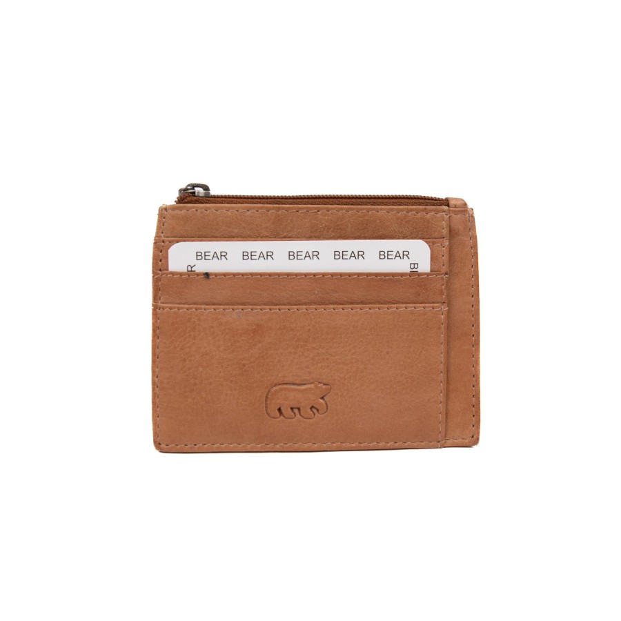 Bear Design Sleuteletuis & Klein Lederwaren | Pasjeshouder 'Felix' Taupe - Cp 6094