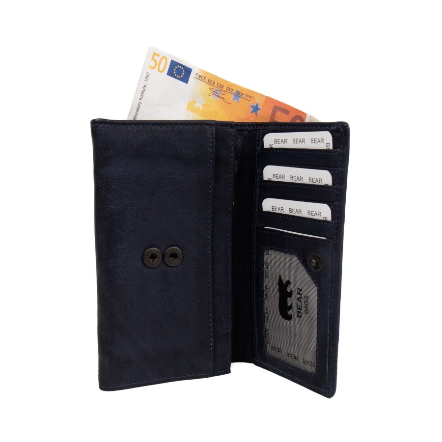 Bear Design Grote Portemonnees | Overslag Portemonnee 'Sweety' Xl Cp 6041 Navy