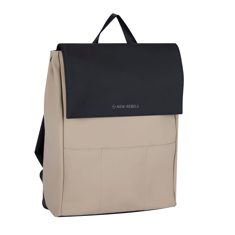 New Rebels Laptoptassen T/M 15,6 Inch | Rugzak 'Lincoln' 17L Black/Beige