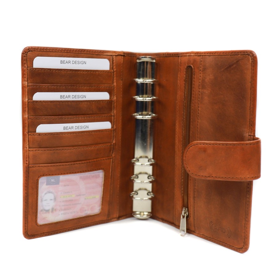 Bear Design Sleuteletuis & Klein Lederwaren | Grote Omslag Agenda 'Rene' Cognac
