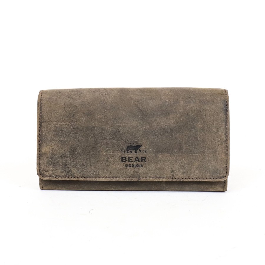 Bear Design Middelmaat Portemonnees | Overslag Portemonnee 'Noor' Hd 9918 Bruin