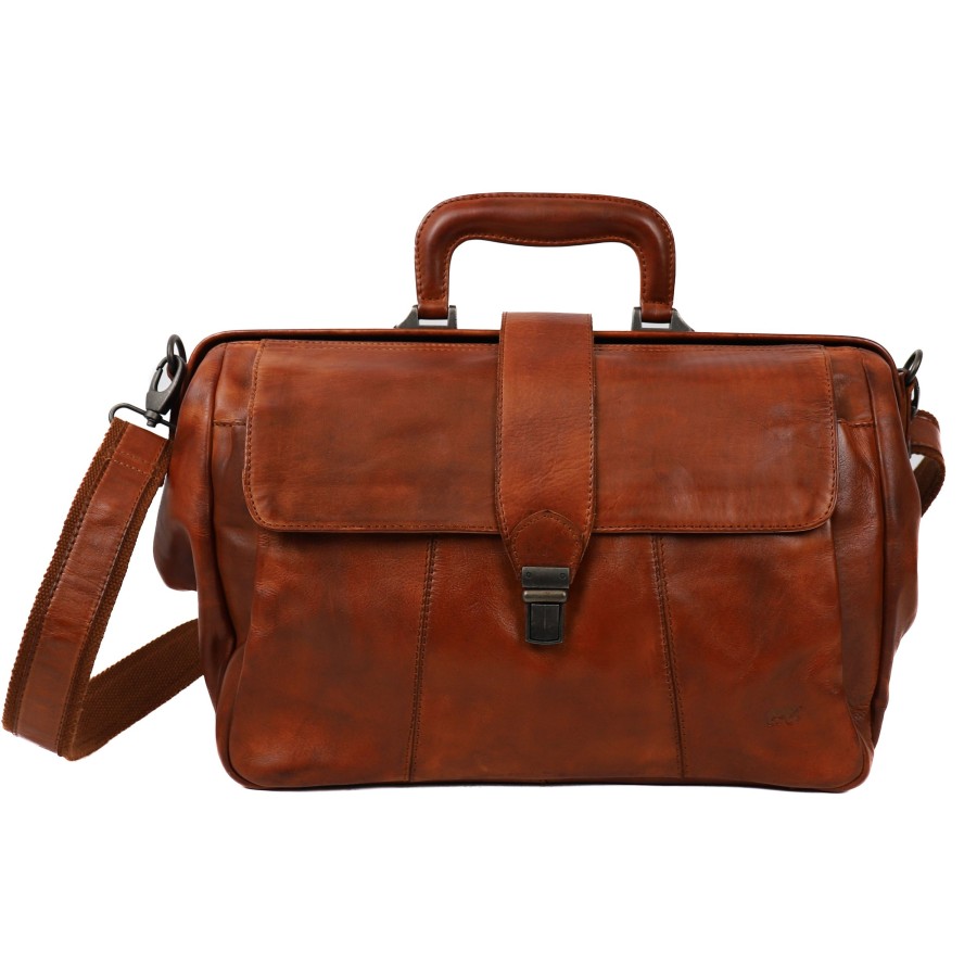 Bear Design Laptoptassen T/M 15,6 Inch | Dokterstas 'Uwe' Cognac