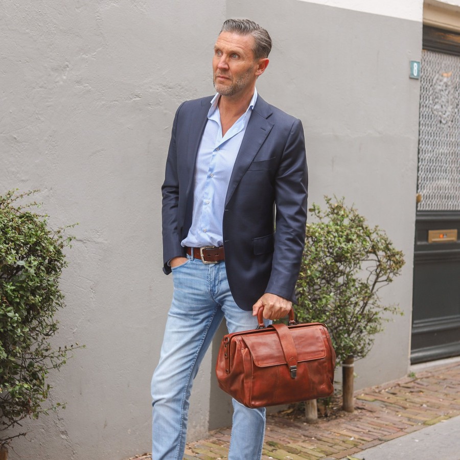 Bear Design Laptoptassen T/M 15,6 Inch | Dokterstas 'Uwe' Cognac