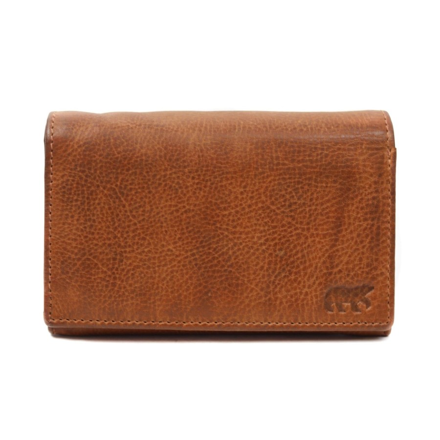 Bear Design Middelmaat Portemonnees | Overslag Portemonnee 'Sweety' Cp 5066 Cognac