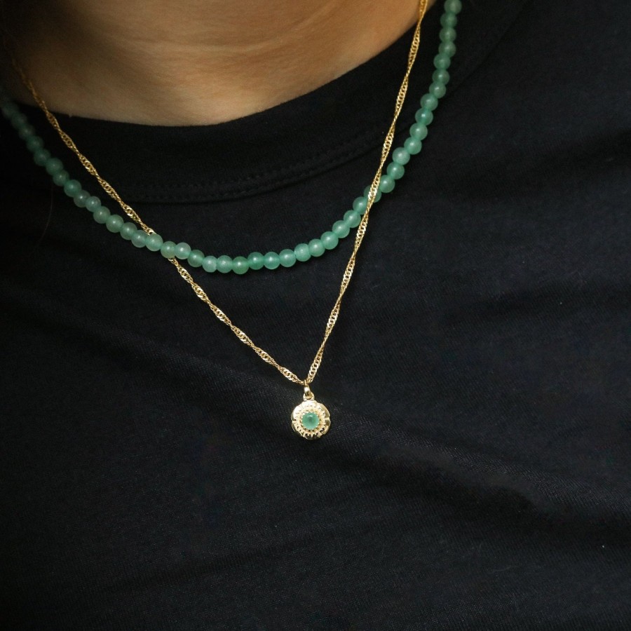 Josephina Jewelry Kettingen | Smaragd Bloem Ketting | Gold Plated