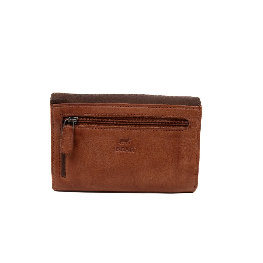 Bear Design Middelmaat Portemonnees | Overslag Portemonnee 'Sweety' Cognac/Bruin