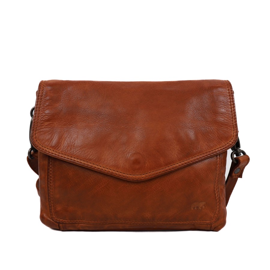 Bear Design Kleine Schoudertassen | Enveloptas 'Femke' Cognac
