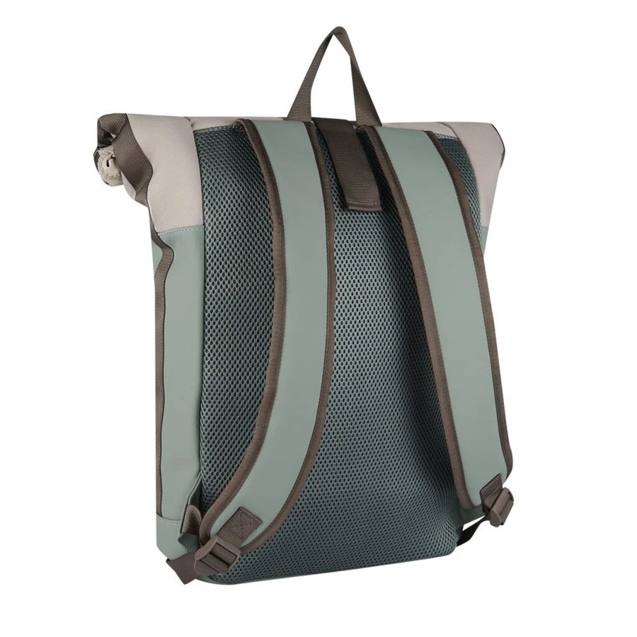 New Rebels Laptoptassen T/M 15,6 Inch | Waterafstotende Rugzak 'Mart' Salie 16L Groen/Beige