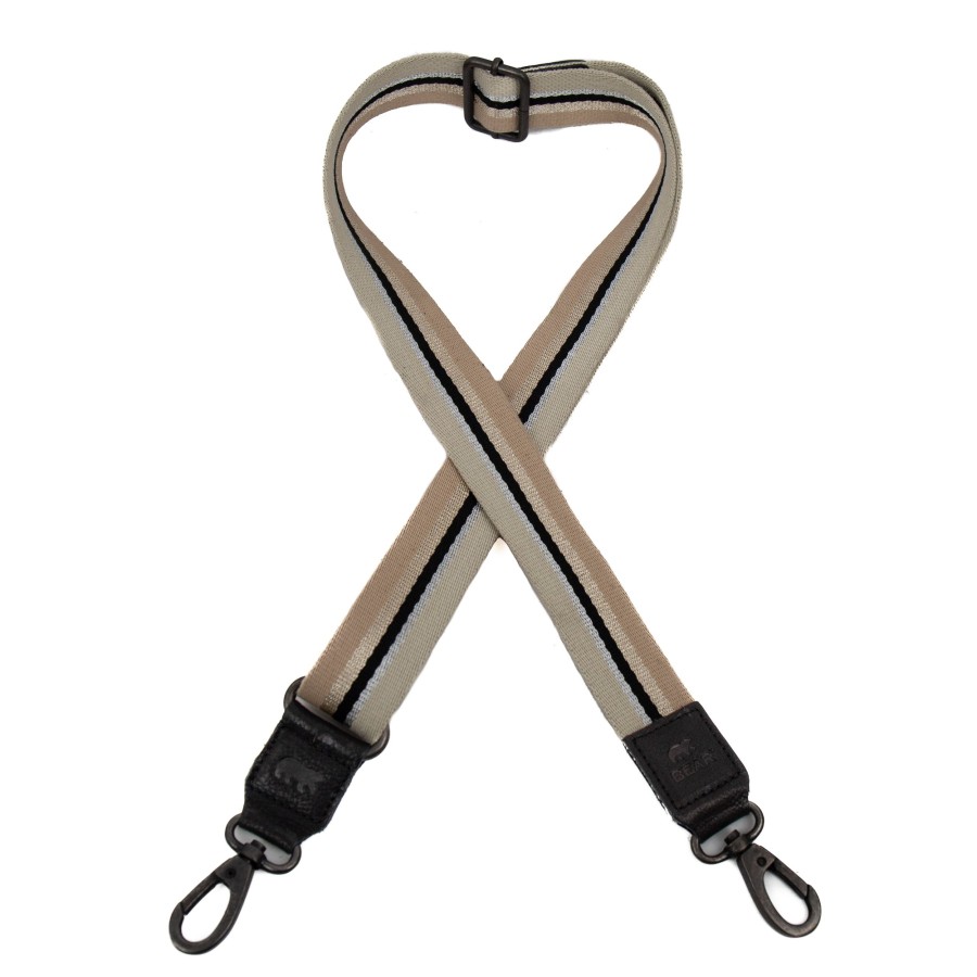 Bear Design Bag Straps | Bag Strap 'Stripe' Beige/Glitter/ Zwart