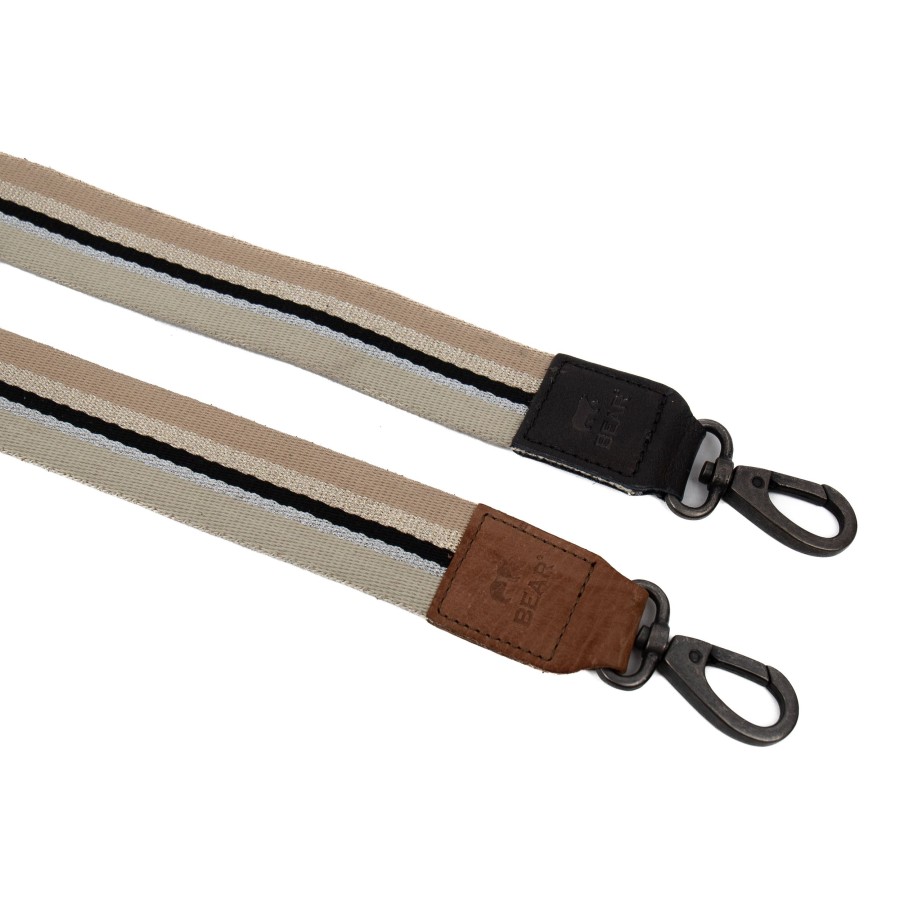 Bear Design Bag Straps | Bag Strap 'Stripe' Beige/Glitter/ Zwart