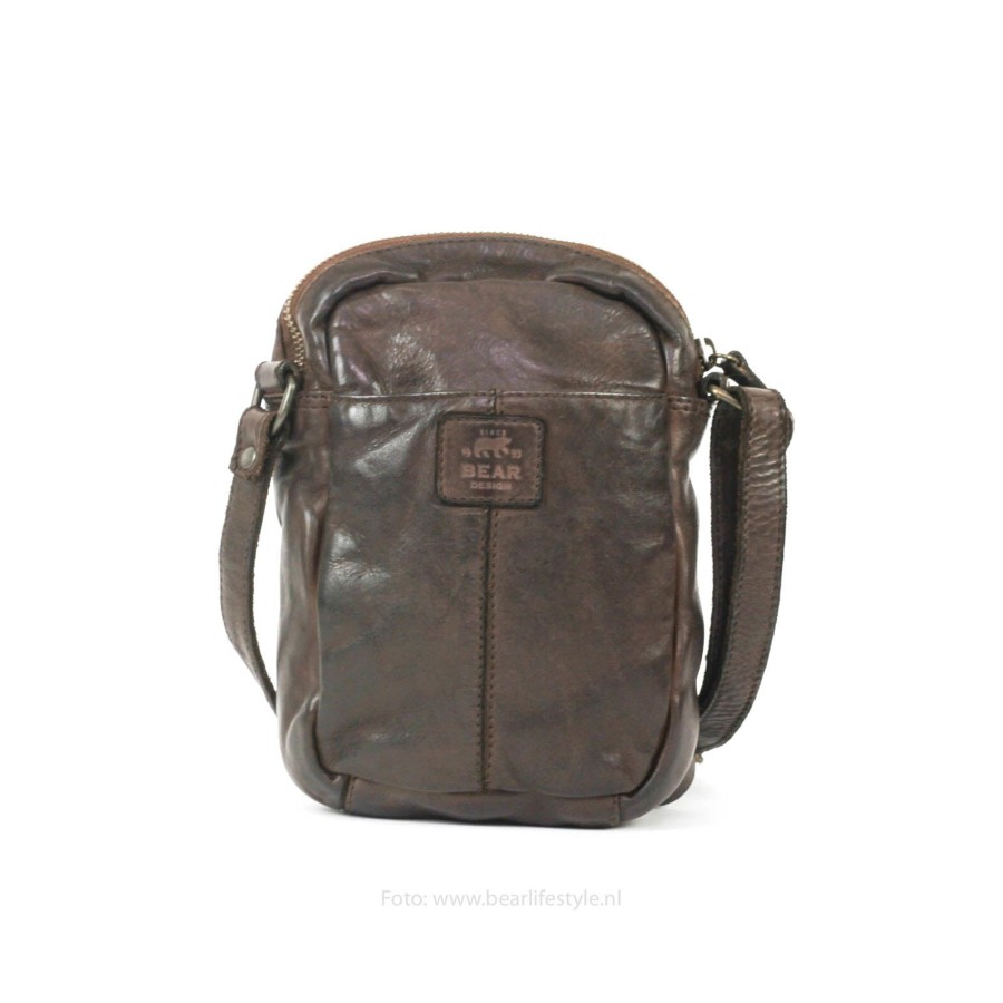 Bear Design Kleine Schoudertassen | Schoudertasje 'Karin' Cl 5243 Donkerbruin