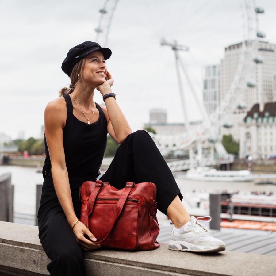 Bear Design Grote Shoppers | Hand-/Schoudertas 'Lia' Rood