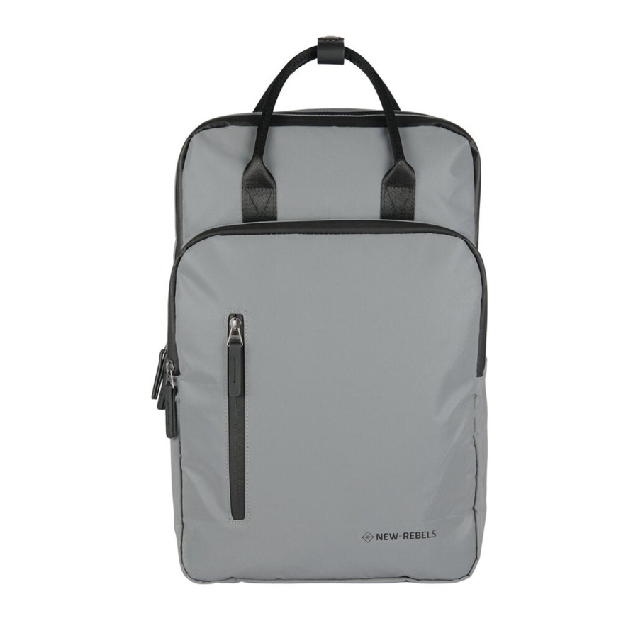 New Rebels Laptoptassen T/M 15,6 Inch | Rugzak 'Milwaukee' Zilver/Reflectief