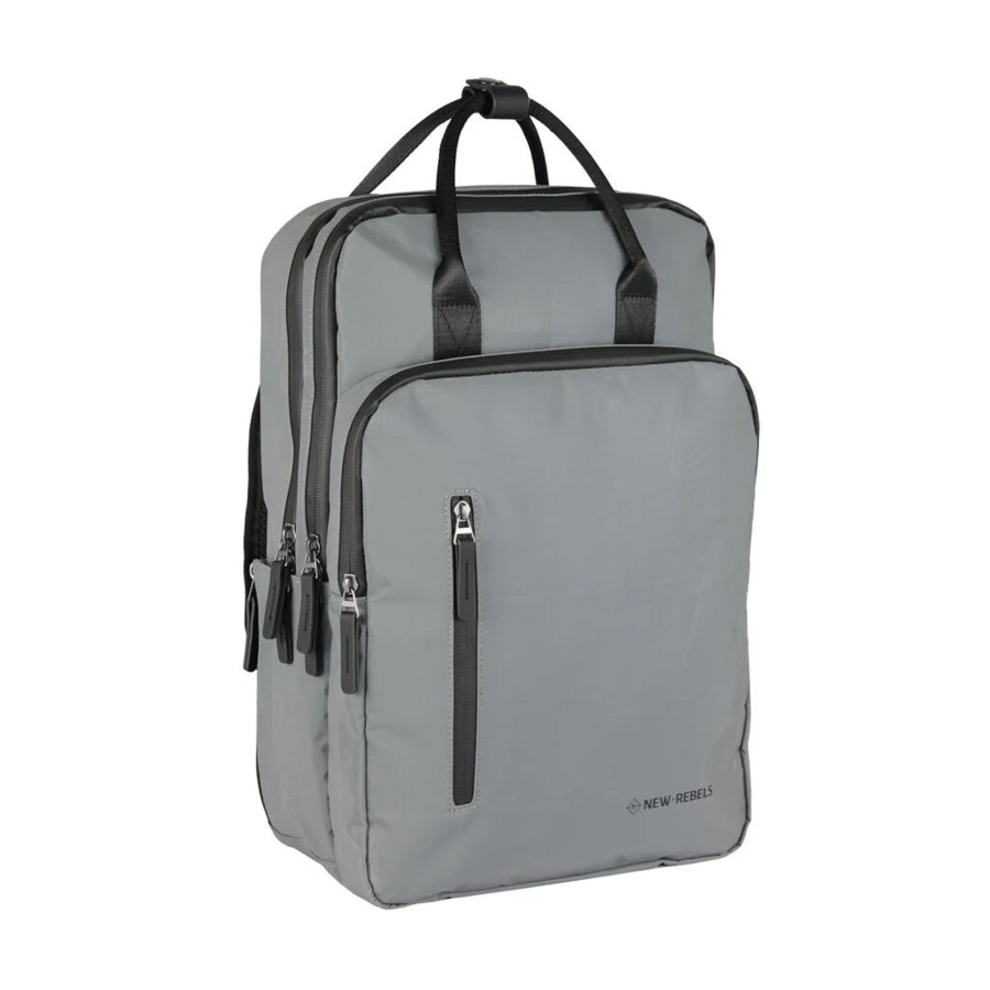 New Rebels Laptoptassen T/M 15,6 Inch | Rugzak 'Milwaukee' Zilver/Reflectief