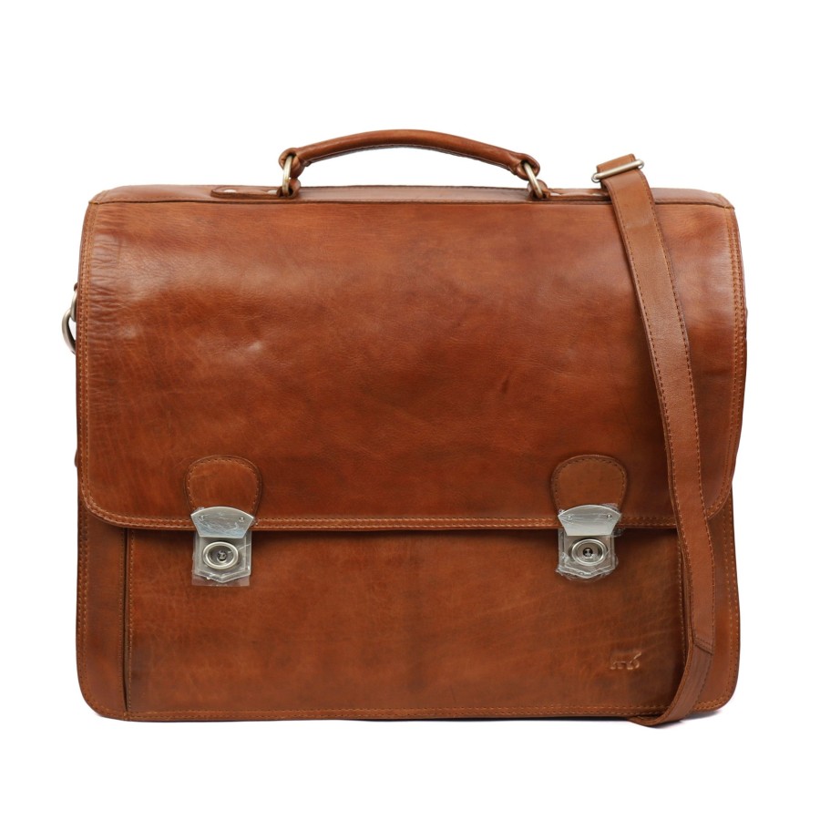 Bear Design Laptoptassen T/M 15,6 Inch | Aktetas 'Willem-Jan' Cognac