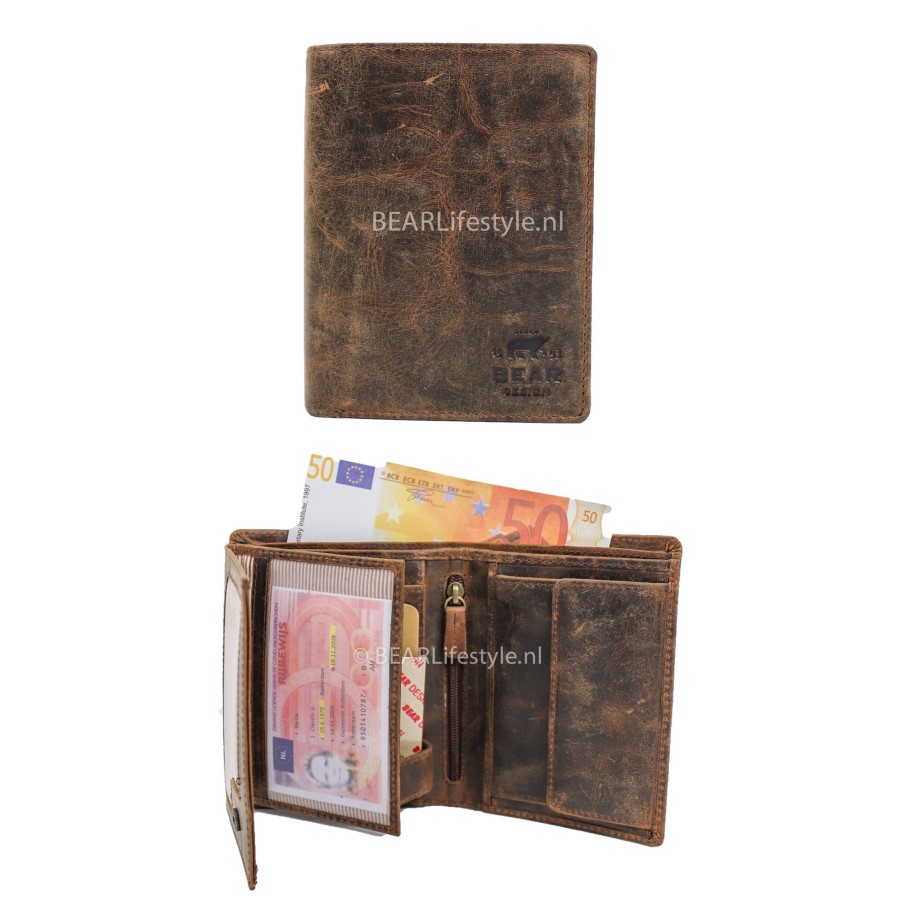 Bear Design Billfolds | Billfold Hoog - Cognac